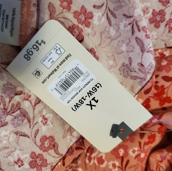 NWT Terra & Sky Pink & Purple Henley Woven Top Size 1X-16W/18W Ret. 16.98 - Picture 4 of 10